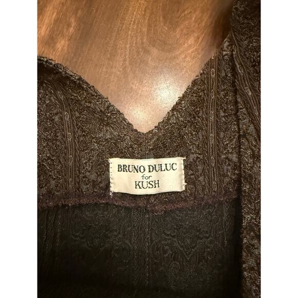 VINTAGE Bruno Duluc for Kush Women's Brown Jacquard Mini Dress Size Medium - Picture 3 of 7